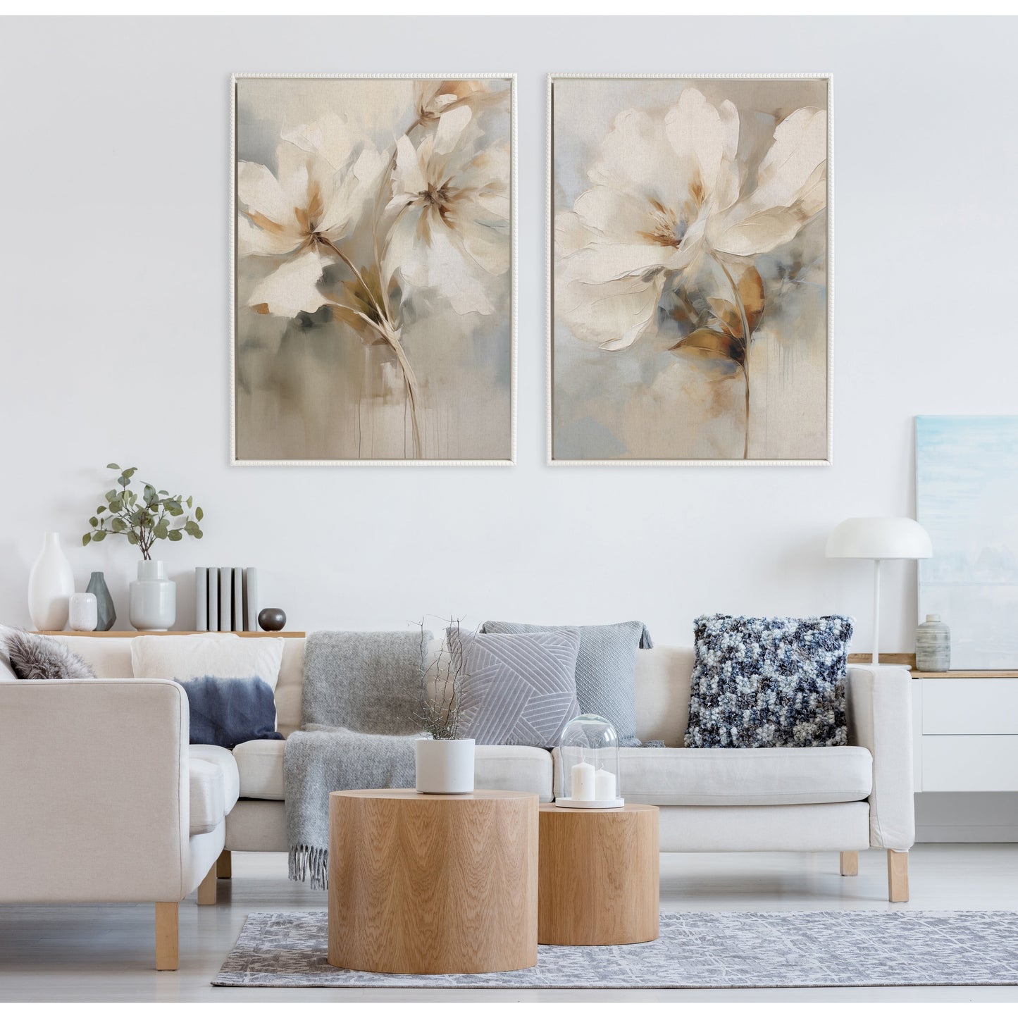 Kate et Laurel Sylvie Toile botanique abstraite perlée