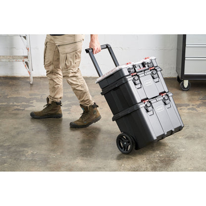 Boîte à outils mobile 3 pièces Keter Stack-n-Roll, rangement et organisation d'outils, système de boîte à outils modulaire en résine durable