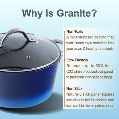 Batterie de cuisine antiadhésive de 15 pièces avec revêtement en granit Kitchen Academy