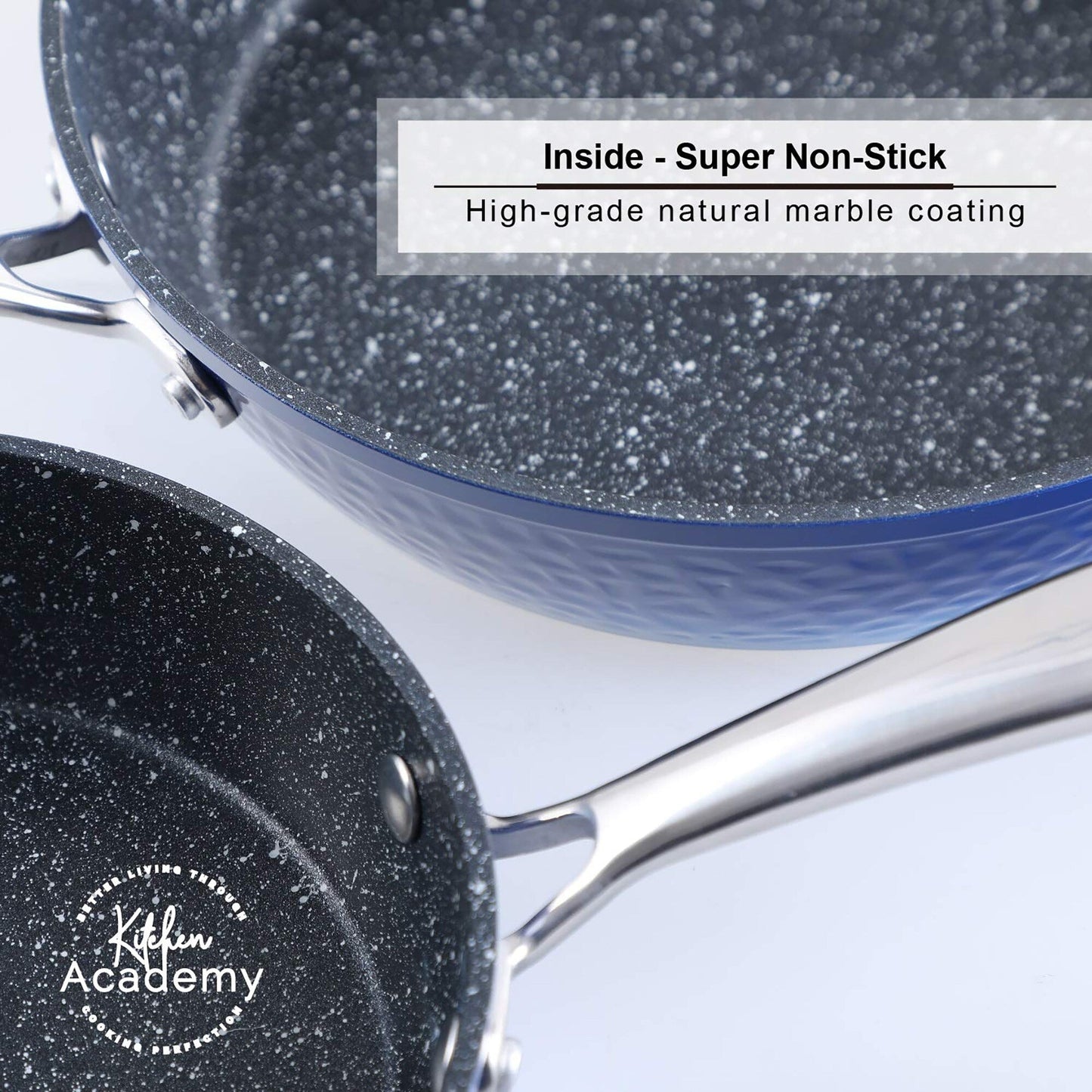 Batterie de cuisine en granit, poêles et casseroles antiadhésives, 12/15/30 pièces