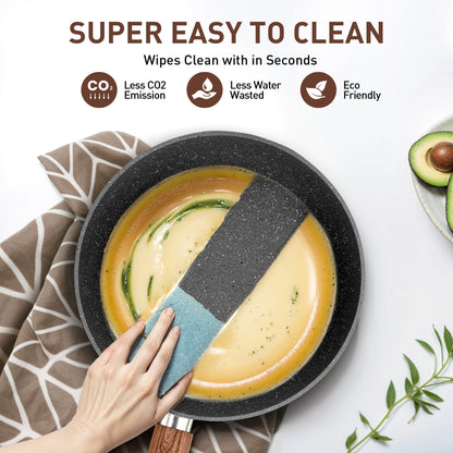 Batterie de cuisine antiadhésive, ensemble de 12 casseroles et poêles en granit