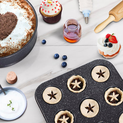 Batterie de cuisine en granit, poêles et casseroles antiadhésives, 12/15/30 pièces