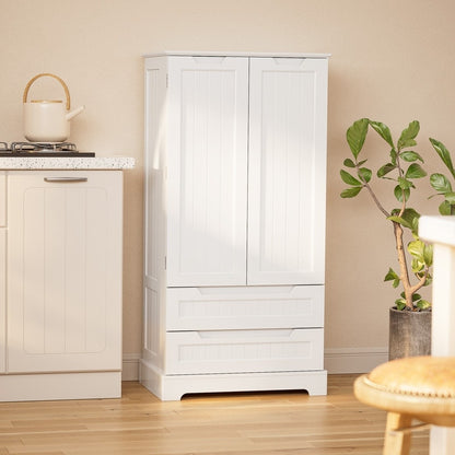 Armoire de rangement pour cuisine, garde-manger, armoire de rangement de salle de bain indépendante avec 2 portes et tiroirs