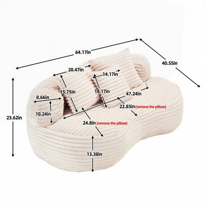 Canapé confortable et durable, fauteuil poire à dossier haut pour adultes et enfants - 2 places