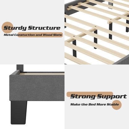 Cadre de lit plateforme rembourré réglable Lifezone Queen Size
