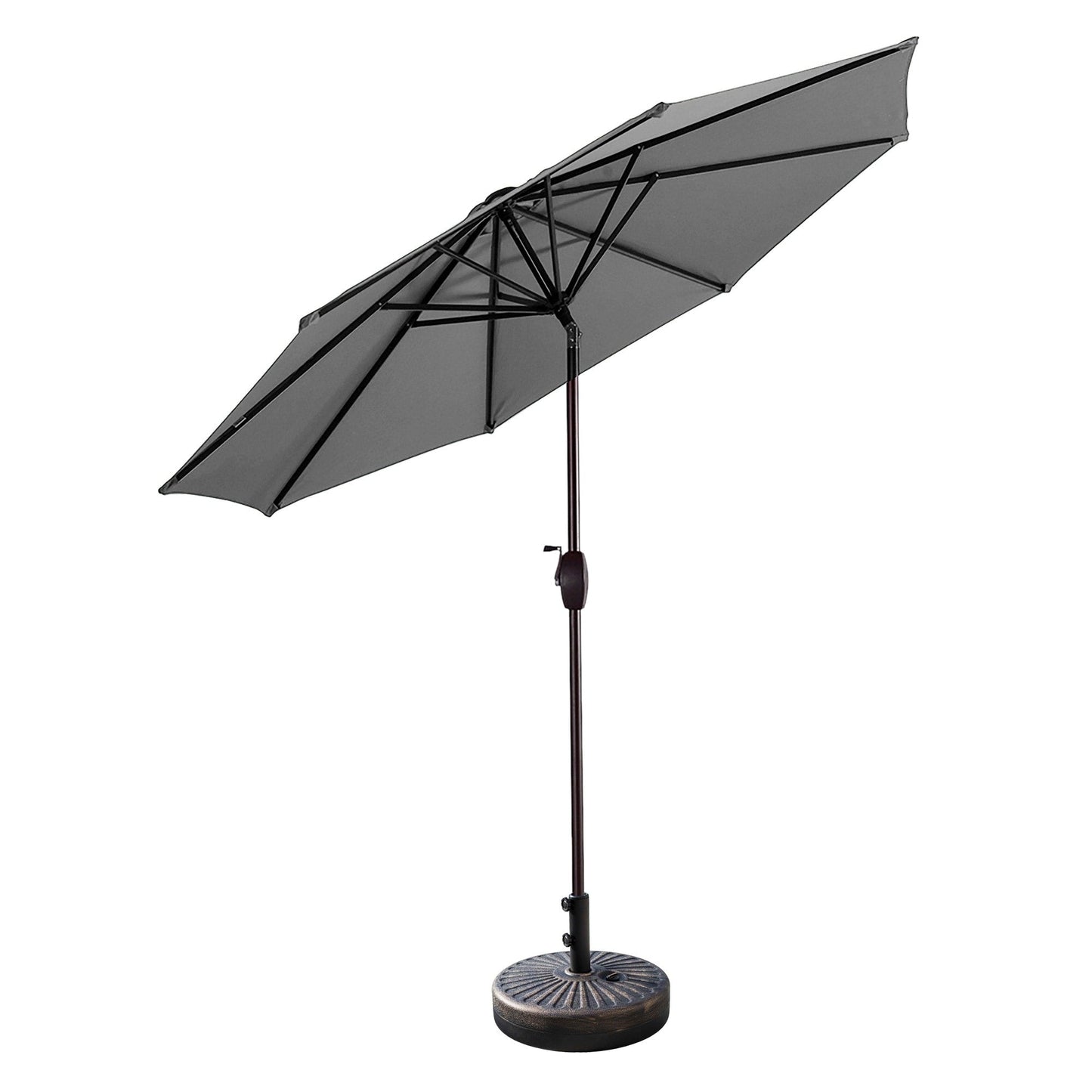 Parasol de patio Lopes de 9 pieds avec base en finition bronze et support de poids inclus