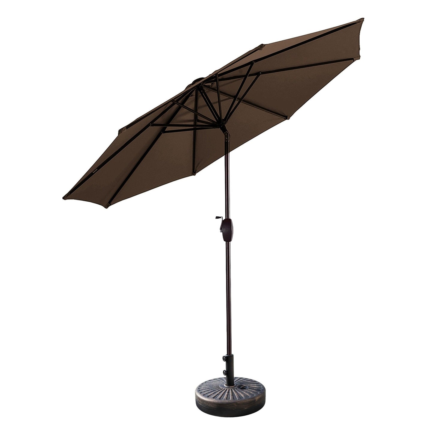 Parasol de patio Lopes de 9 pieds avec base en finition bronze et support de poids inclus