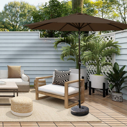 Parasol de patio Lopes de 9 pieds avec base en finition bronze et support de poids inclus