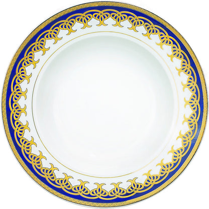Service de table en porcelaine 57 pièces aux accents dorés et bleus de Lorren Home Trends