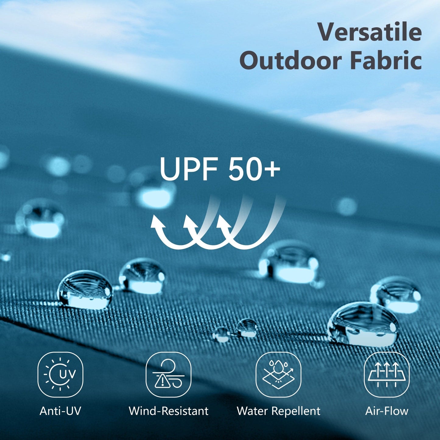 MAISON ARTS Parasol de marché extérieur rectangulaire à manivelle double face de 15 pieds Parasol de patio éclairé par LED solaire avec base incluse