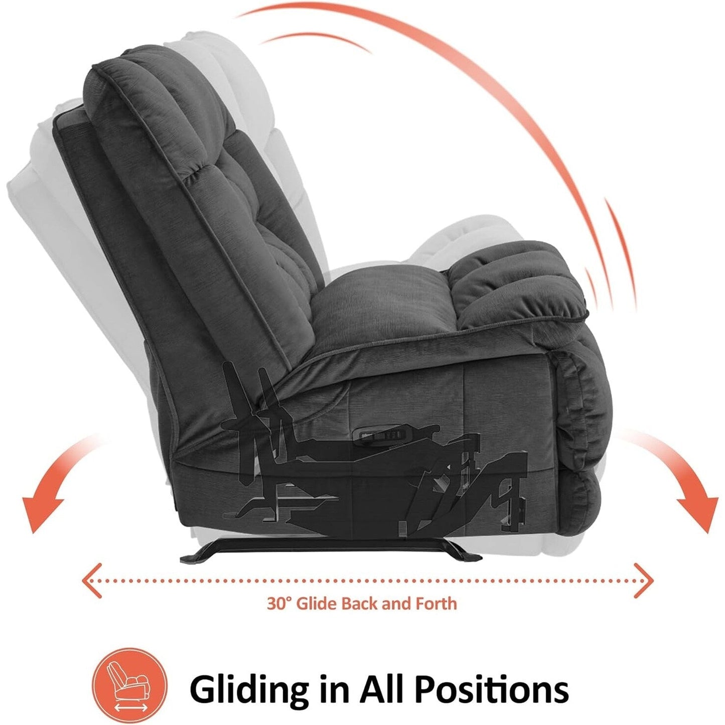 Fauteuil inclinable à bascule électrique surdimensionné MCombo à double moteur, sans accoudoirs, idéal pour le salon, tissu PR607