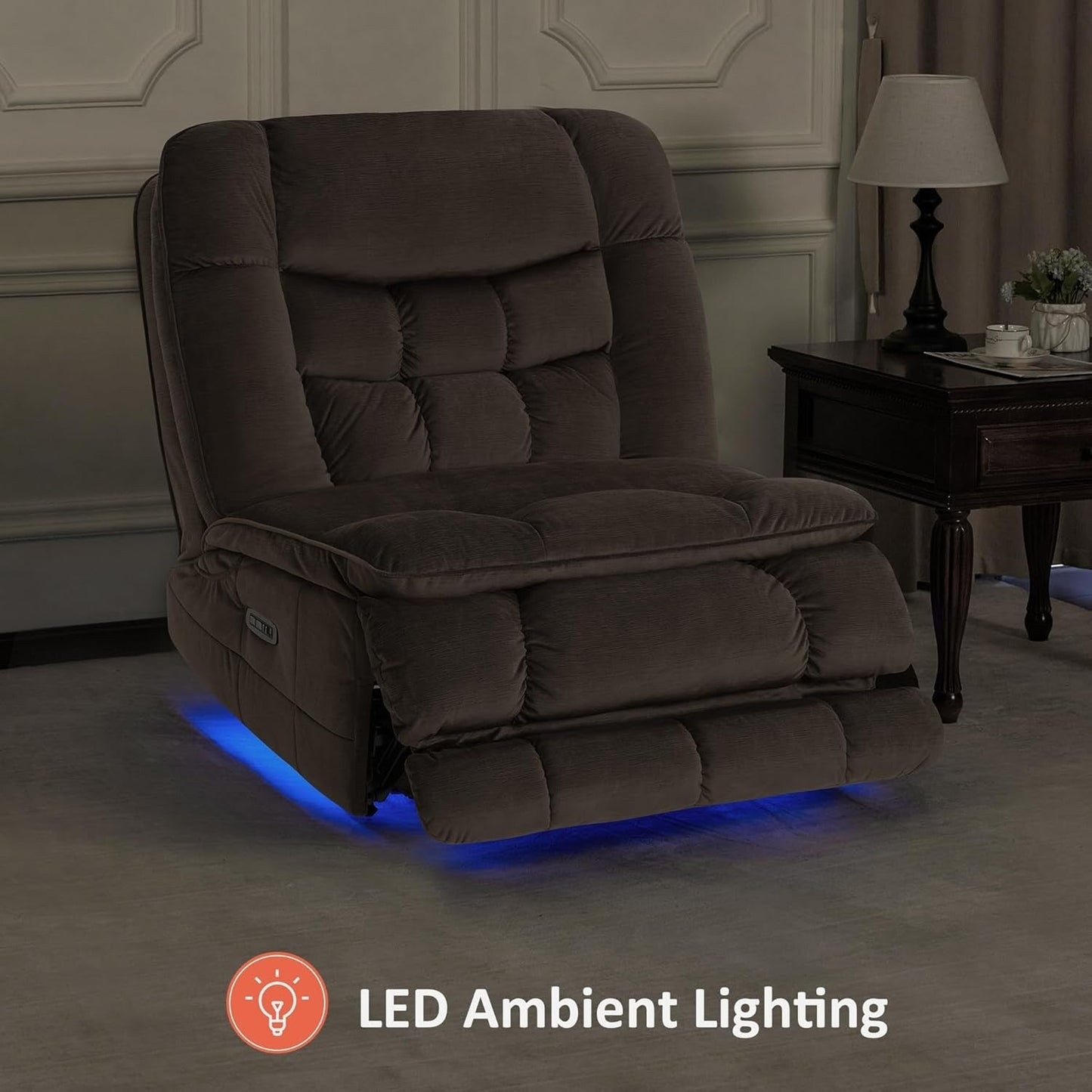 Fauteuil inclinable à bascule électrique surdimensionné MCombo à double moteur, sans accoudoirs, idéal pour le salon, tissu PR607