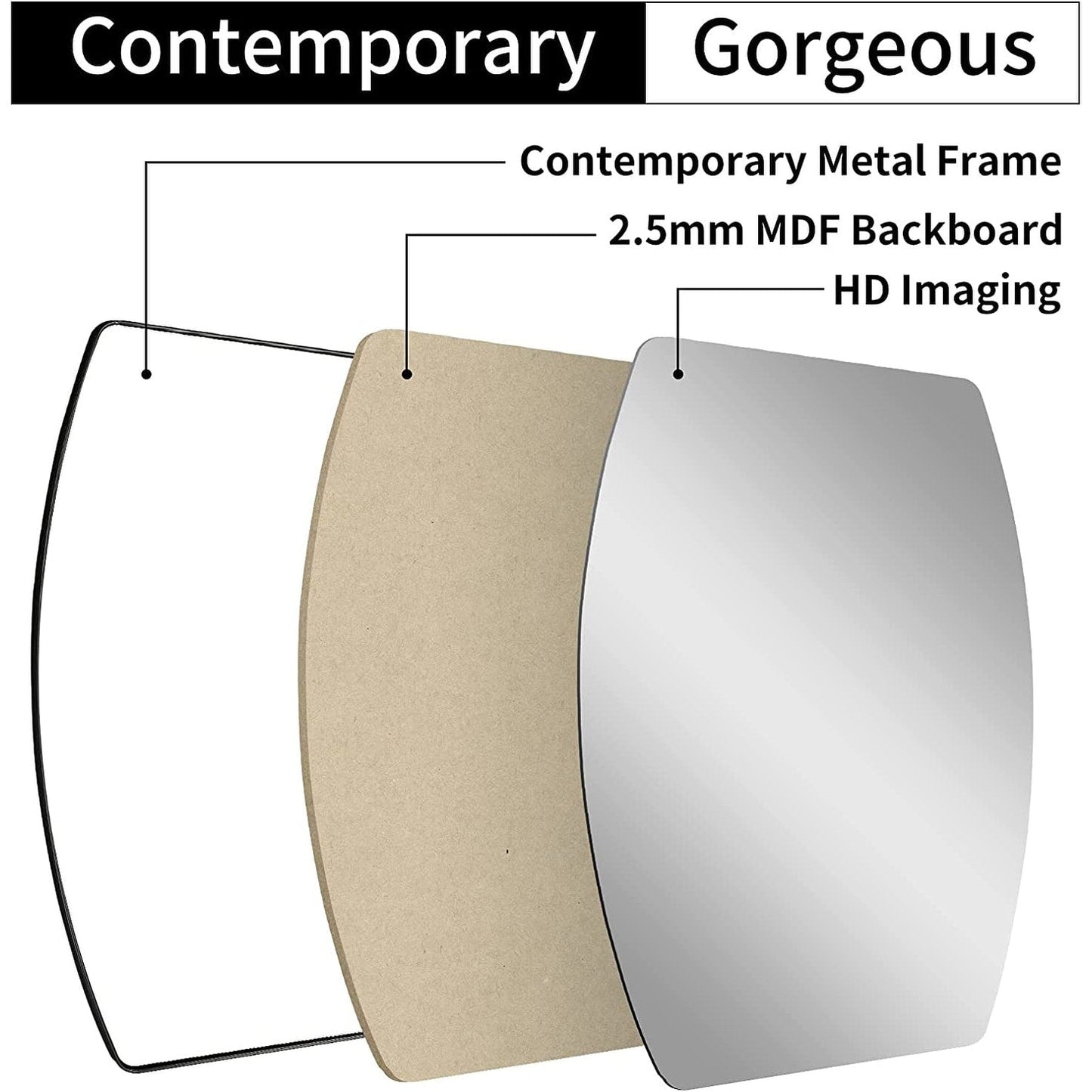Miroir mural oblong en métal MacLuu