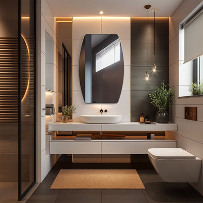 Miroir mural oblong en métal MacLuu