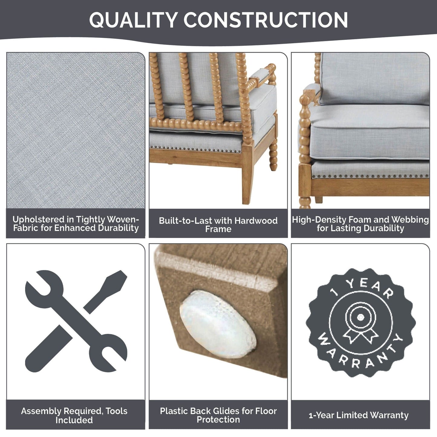 Fauteuil à cadre en bois tourné Madison Park Donohue