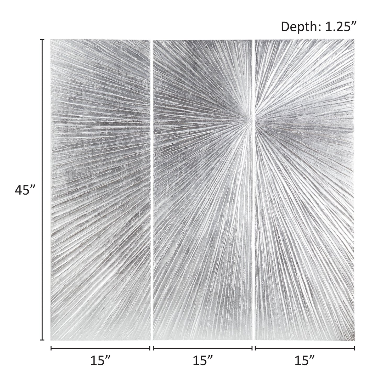 Ensemble de 3 triptyques muraux en résine dimensionnelle peints à la main Madison Park Signature Sunburst