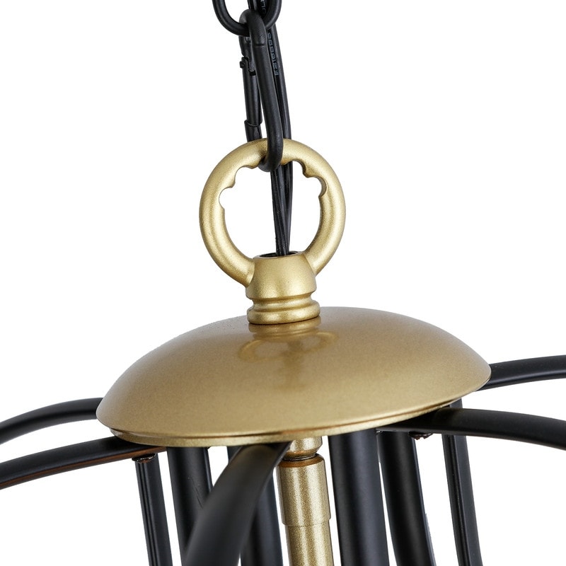 Lustre géométrique unique Maxax à 4 lumières avec accents en fer forgé - 17,7 x 17,3 x 17,3