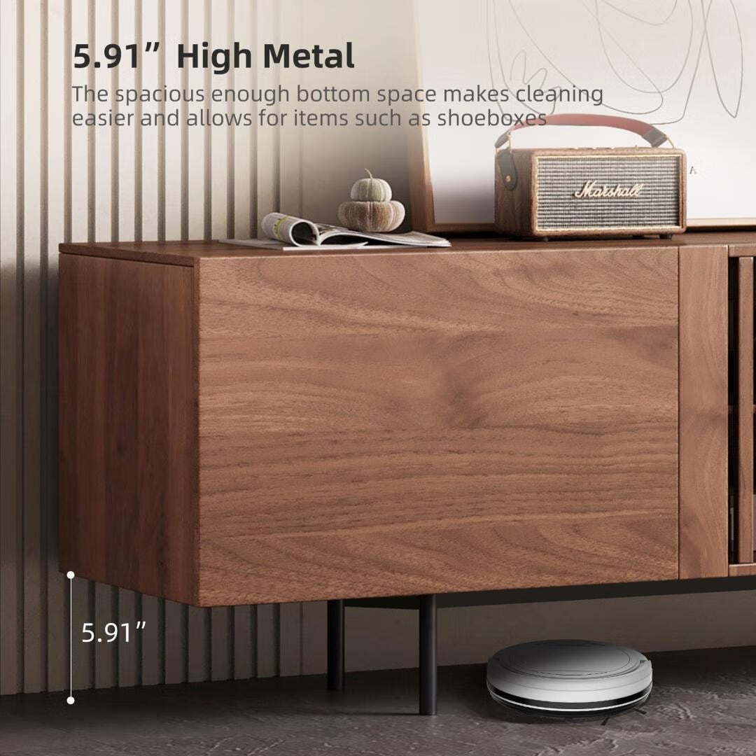 Meuble TV moderne du milieu du siècle avec 4 portes et rangements, compatible avec les téléviseurs jusqu'à 100 pouces, idéal pour le salon