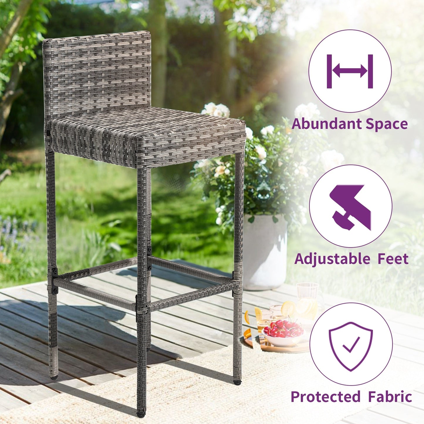 Ensemble de bar en osier pour meubles d'extérieur Moasis 5 pièces - 5 pièces