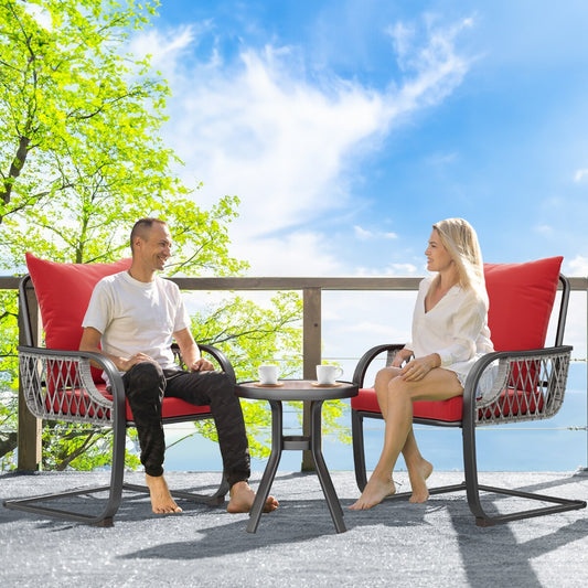 Ensemble de bistrot de jardin Moasis Red 3 pièces avec sièges rembourrés