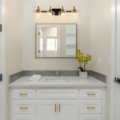 Appliques murales modernes à 3/4 lumières pour salle de bain, à intensité variable, avec abat-jour en verre