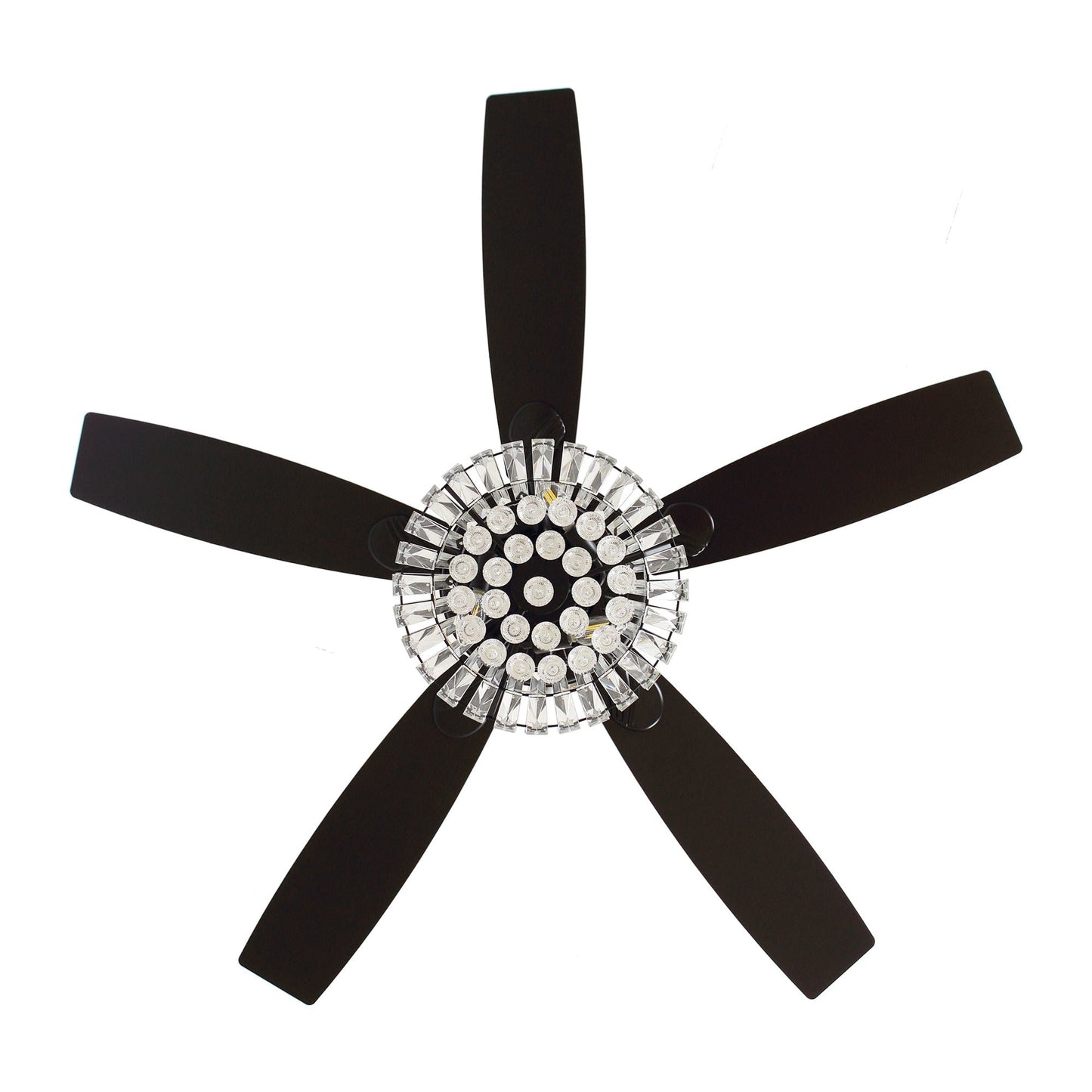 Ventilateur de plafond moderne en cristal chromé de 52 pouces avec télécommande