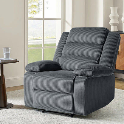 Fauteuil inclinable manuel moderne en velours côtelé, fauteuil inclinable réglable avec accoudoirs larges