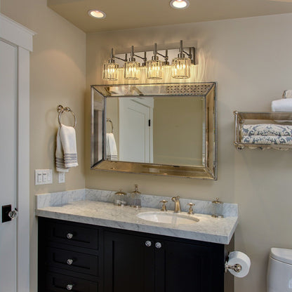 Appliques murales modernes à intensité variable pour salle de bain avec abat-jour en cristal