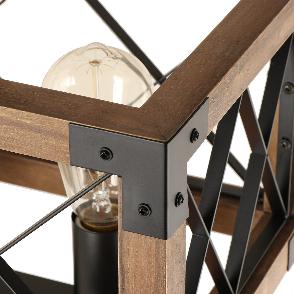 Lustre rectangulaire en bois à 5 lumières de style ferme moderne pour salle à manger - 31,6 L x 10 l x 7,8 H