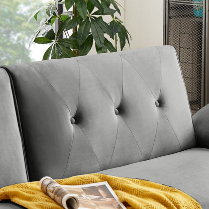 Canapé-lit futon moderne, canapé-lit convertible avec pieds fuselés en bois, 78,35 l, petit canapé à dossier divisé pour salon