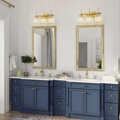 Applique murale moderne dorée à intensité variable, style cylindre glamour pour salle de bain, en cristal, pour meuble-lavabo