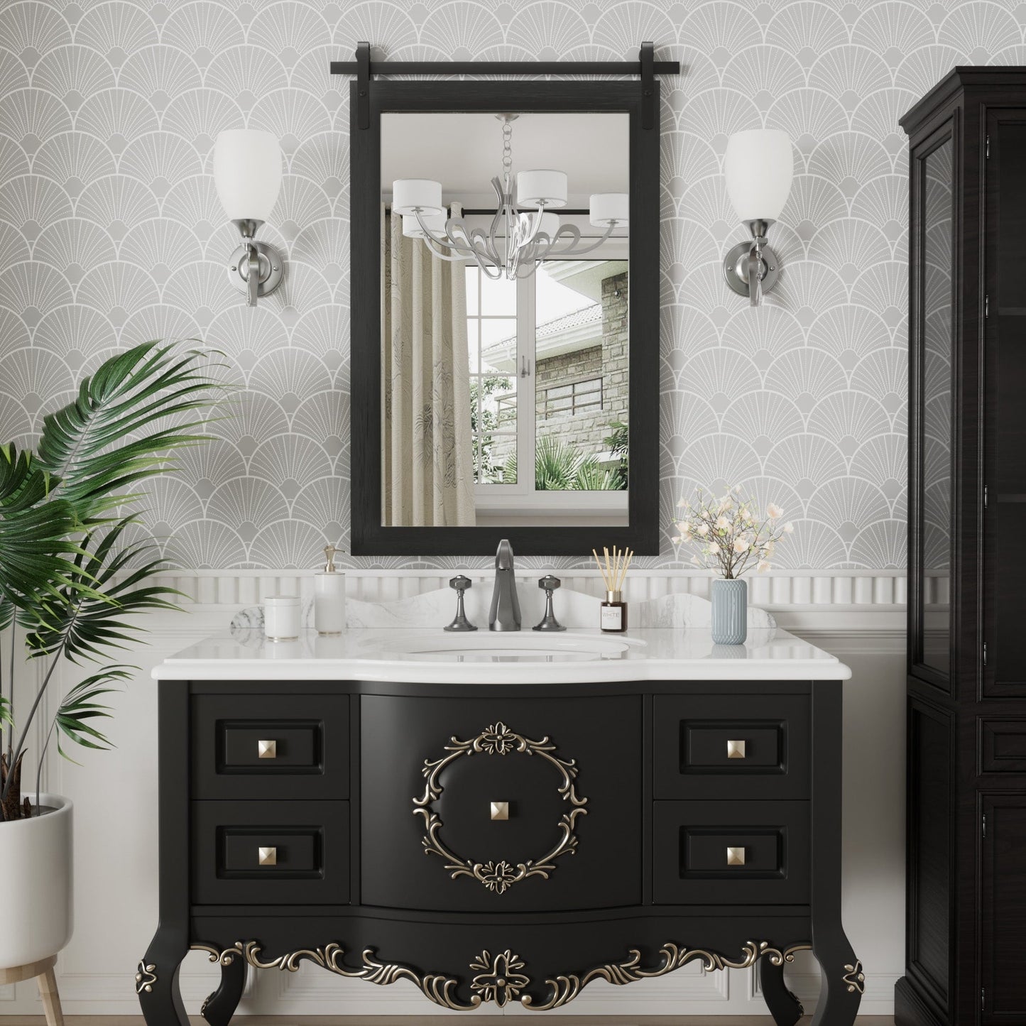 Miroirs muraux modernes, miroir rectangulaire à cadre en bois, miroir de salle de bain, miroir de style grange, miroir de porte de grange disponible en plusieurs tailles