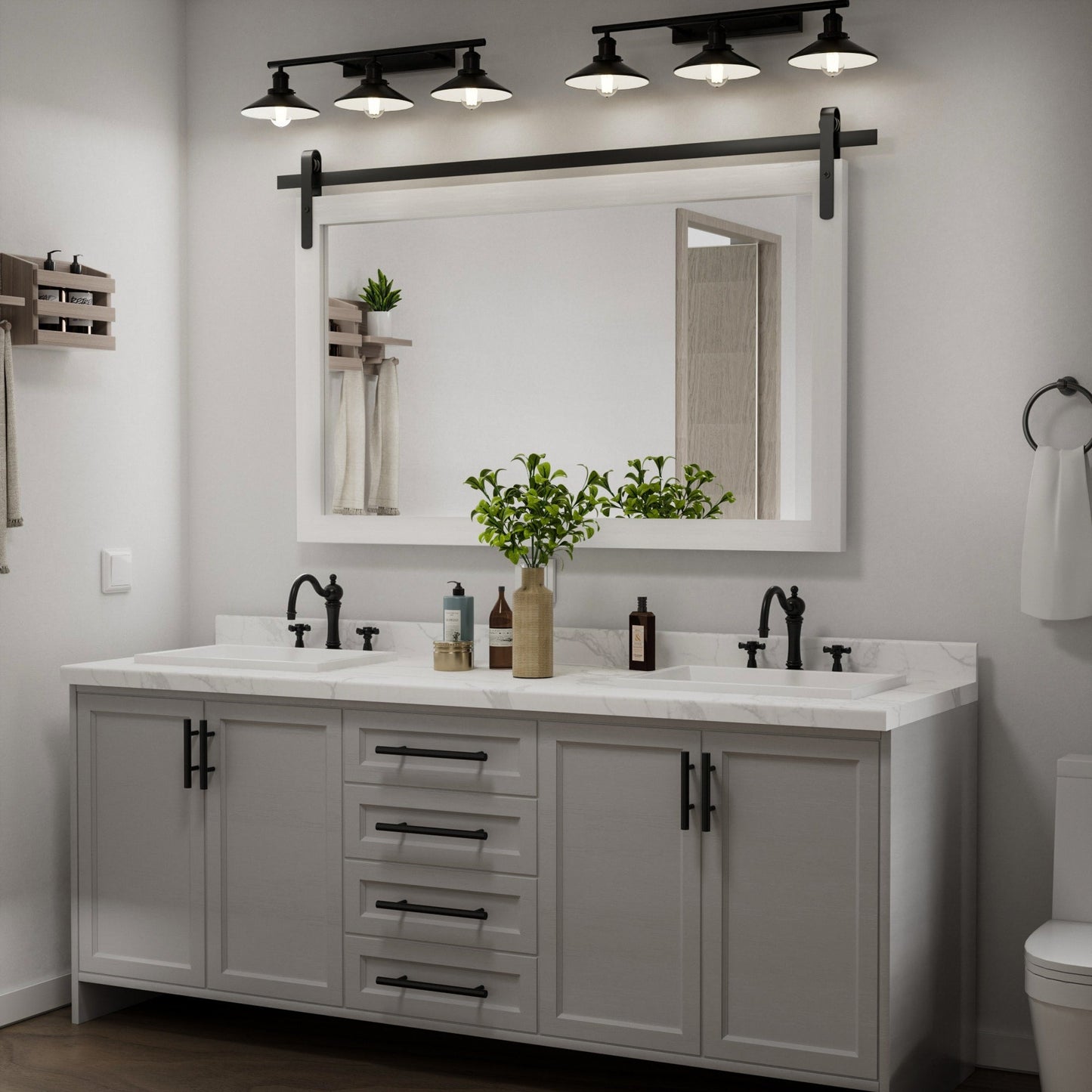 Miroirs muraux modernes, miroir rectangulaire à cadre en bois, miroir de salle de bain, miroir de style grange, miroir de porte de grange disponible en plusieurs tailles