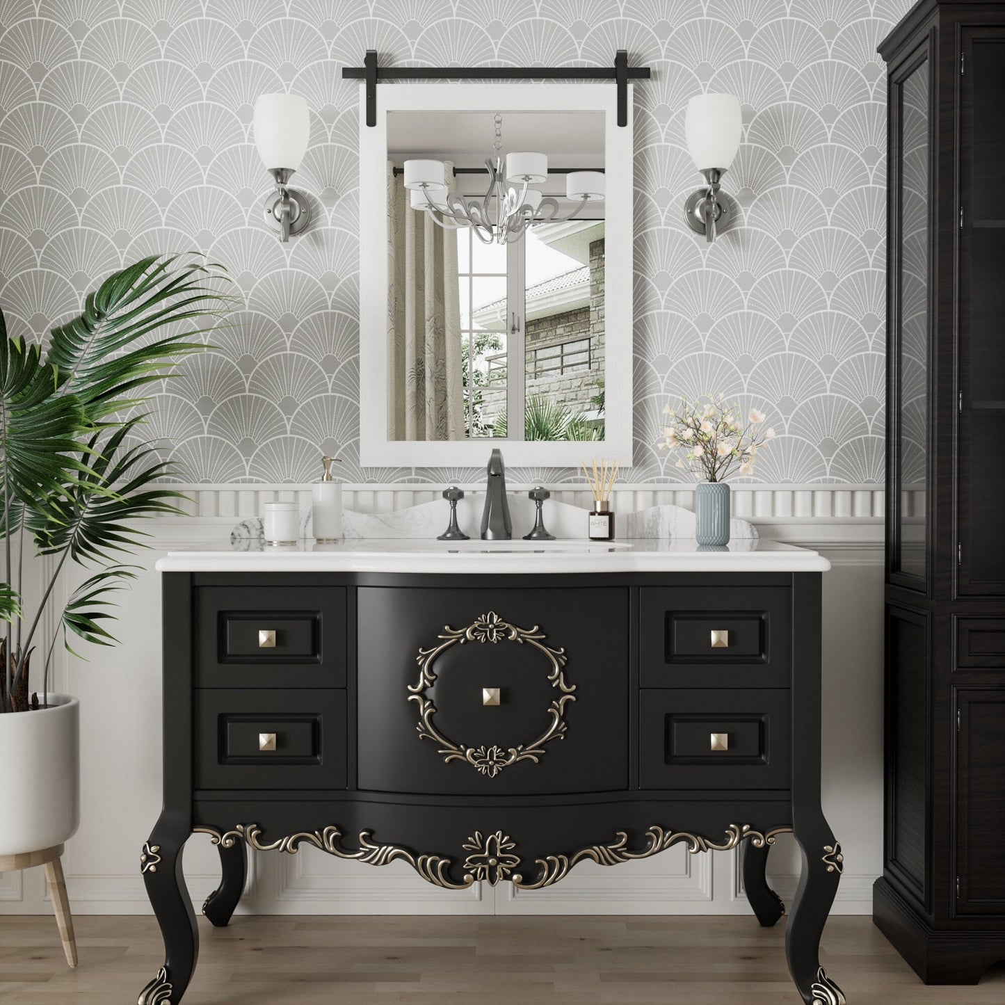 Miroirs muraux modernes, miroir rectangulaire à cadre en bois, miroir de salle de bain, miroir de style grange, miroir de porte de grange disponible en plusieurs tailles