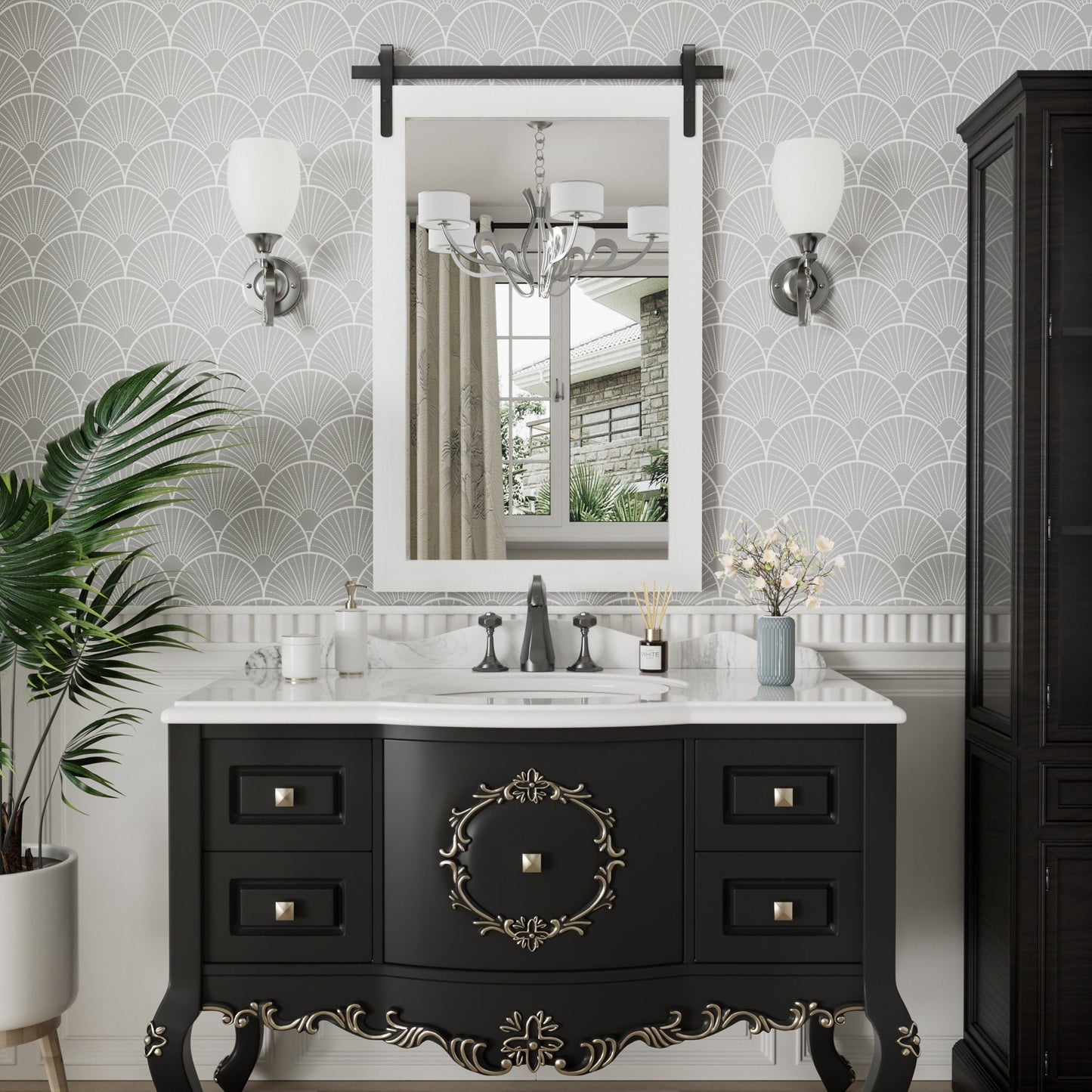 Miroirs muraux modernes, miroir rectangulaire à cadre en bois, miroir de salle de bain, miroir de style grange, miroir de porte de grange disponible en plusieurs tailles