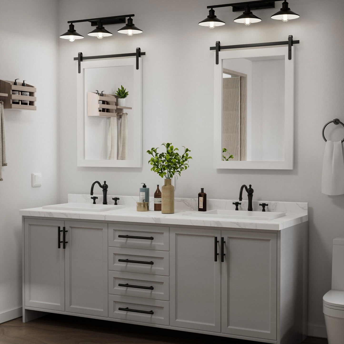 Miroirs muraux modernes, miroir rectangulaire à cadre en bois, miroir de salle de bain, miroir de style grange, miroir de porte de grange disponible en plusieurs tailles