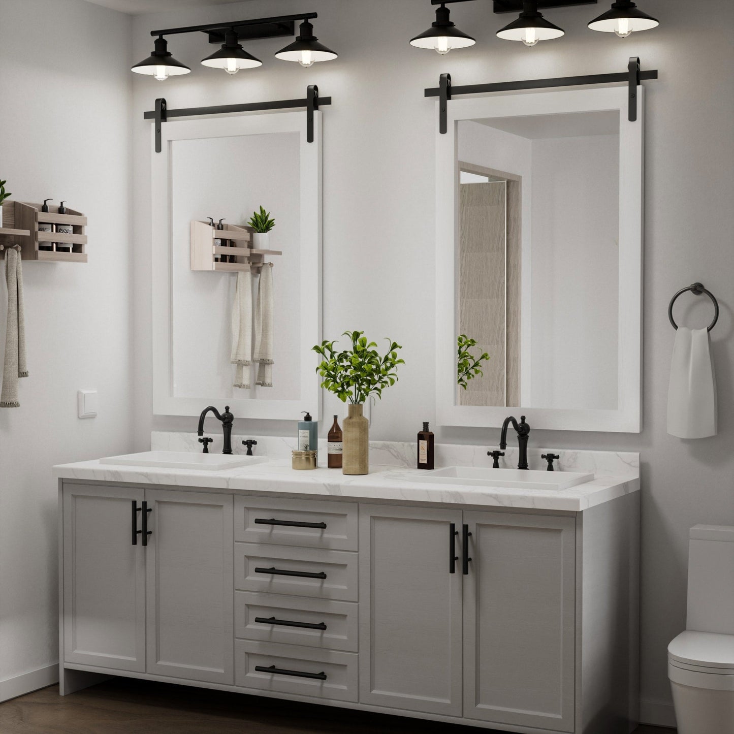 Miroirs muraux modernes, miroir rectangulaire à cadre en bois, miroir de salle de bain, miroir de style grange, miroir de porte de grange disponible en plusieurs tailles