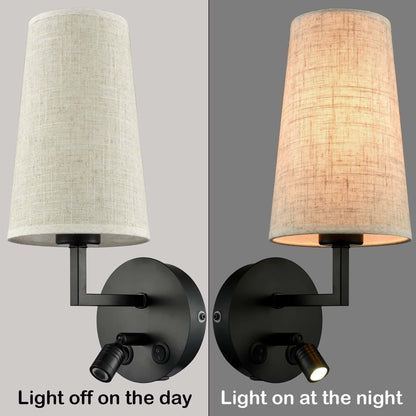 Lot de 2 appliques murales Morbihan en tissu avec port USB et interrupteur