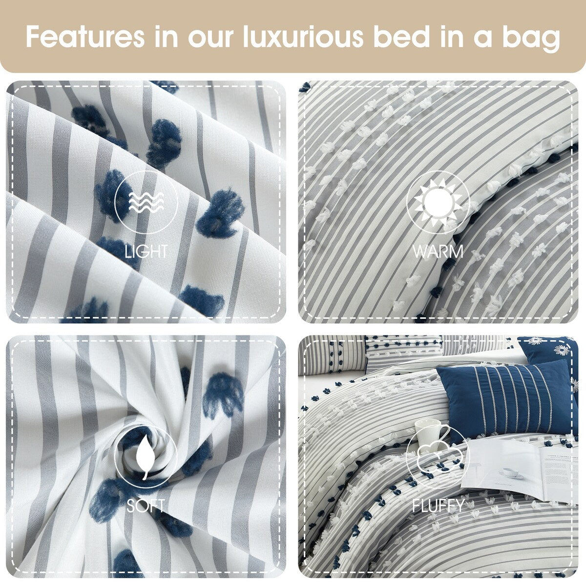 Nanshing Jessy Modern Striped 7 Piece Comforter Set