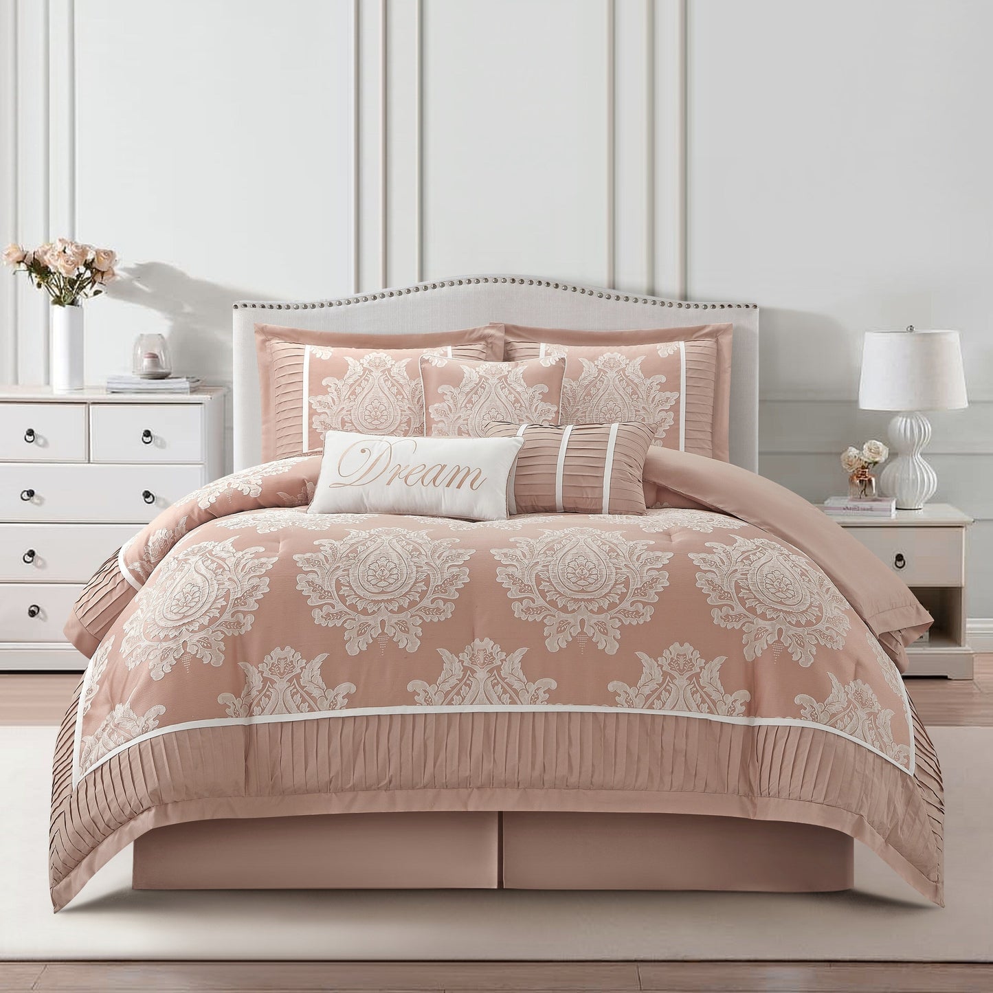 Ensemble de couette traditionnelle damassée Nanshing Tiana 7 pièces