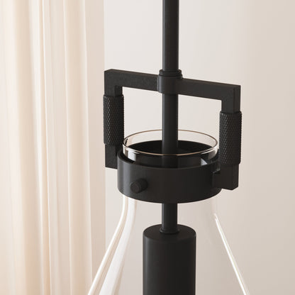 Suspension en verre Nathan James Vincent, luminaire suspendu avec tige réglable et abat-jour transparent