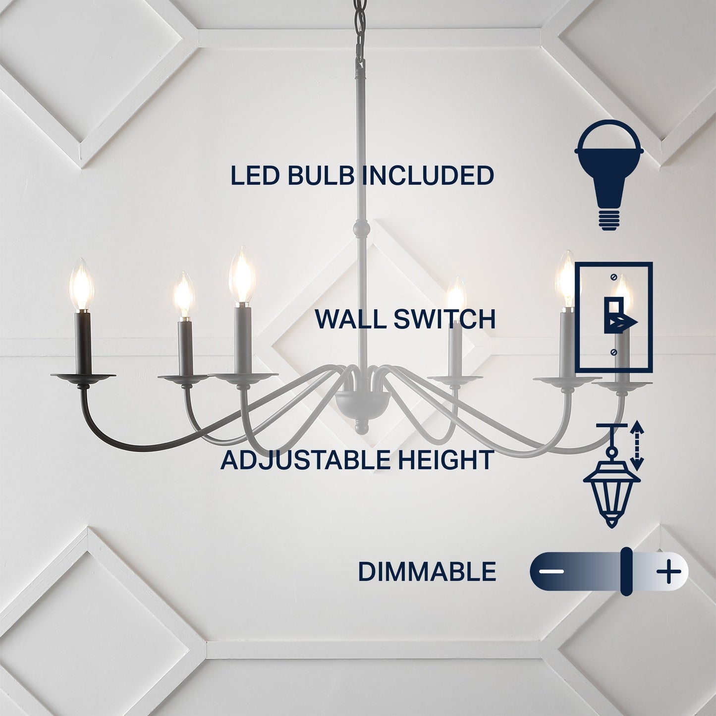 Lustre LED en fer à 6 lumières, 34,75 $, par JONATHAN Y