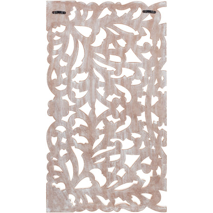 Décoration murale à 3 panneaux en bois naturel sculpté à la main Norma Floral 48 x 28 pouces