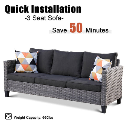 Ensemble de 5 sièges de jardin à dossier haut en osier OVIOS