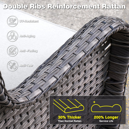 Ensemble de conversation 5 pièces en osier pour patio à dossier haut OVIOS