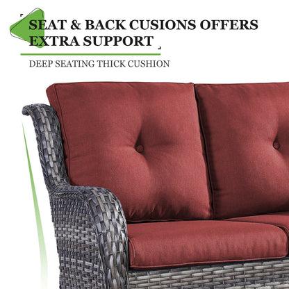 Ensemble de canapés d'extérieur en osier Gymojoy avec causeuse et canapé en rotin