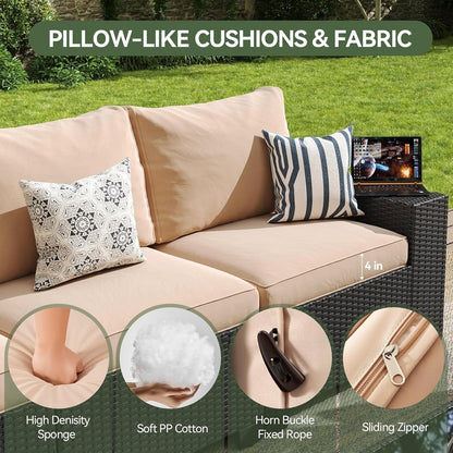 Ensembles de meubles de patio extérieurs avec coussins épais de 4 pouces