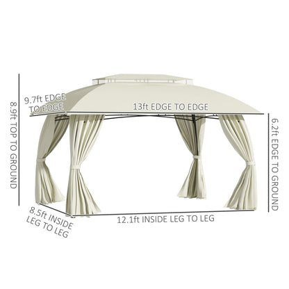 Gazebo de terrasse Outsunny 10' x 13', abri d'extérieur avec parois latérales, toit à double ventilation et structure en acier