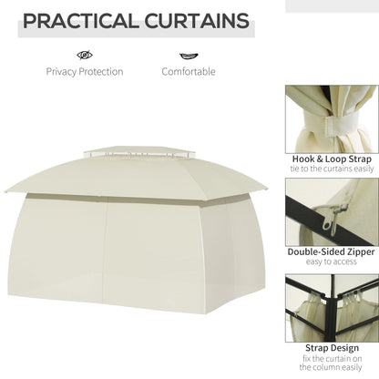Gazebo de terrasse Outsunny 10' x 13', abri d'extérieur avec parois latérales, toit à double ventilation et structure en acier