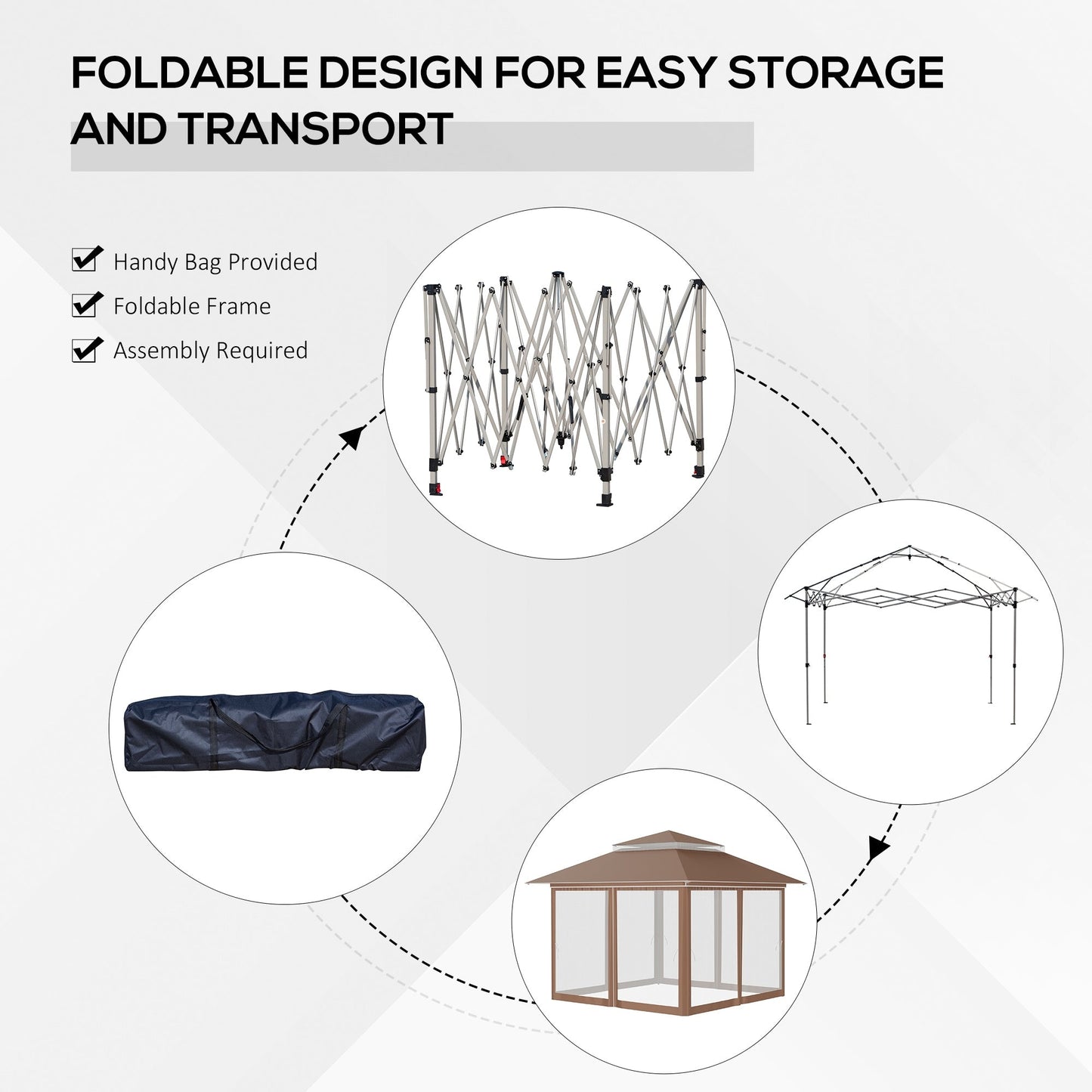 Outsunny 12' x 12' Pop Up Canopy Sun Shade Tente instantanée pliable avec filet latéral en maille, hauteur réglable sur 3 niveaux